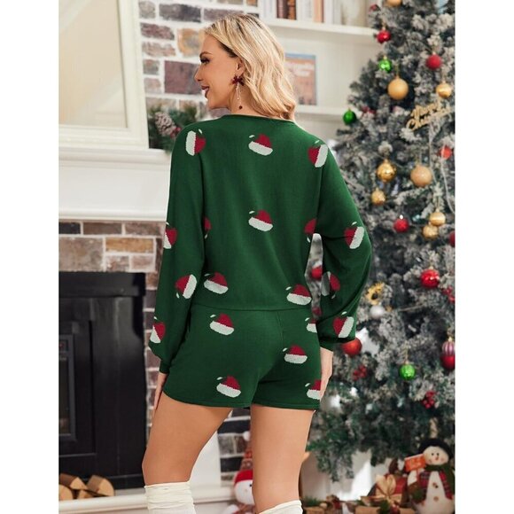 Women Green Lounge Wear Sets Long Sleeve Sweatsuit Matching 2 Piece Outfits - Picture 3 of 5